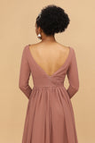 Col en V blush Manches Longues Robe-demoiselle d’honneur