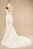 Sangles Spaghetti Sirène Blanche Robe de mariée Boho avec Volants