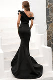 Une épaule Sirène Robe noire de bal