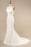 Sangles Spaghetti Sirène Blanche Robe de mariée Boho avec Volants