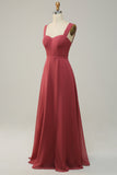 Robe de demoiselle d’honneur longue sans manches chérie avec fente
