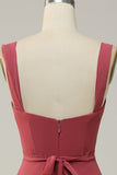 Robe de demoiselle d’honneur longue sans manches chérie avec fente