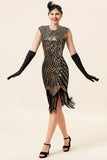 Robe Gold Gatsby Glitter Fringe années 20