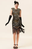 Robe Gold Gatsby Glitter Fringe années 20
