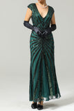 Robe sirène noire et rose des années 20 à paillettes
