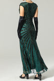 Robe sirène noire et rose des années 20 à paillettes