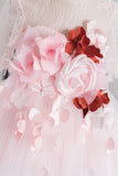 Robe fille fleur de tulle rose