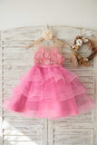 Fuchsia Tulle Fleur Fille Robe