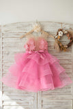 Fuchsia Tulle Fleur Fille Robe