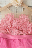Fuchsia Tulle Fleur Fille Robe