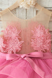 Fuchsia Tulle Fleur Fille Robe