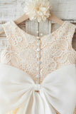 Jewel Champagne Fleur Fille Robe avec Dentelle