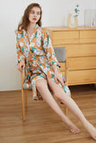 Robe de demoiselle d’honneur Orange Floral Boho Kimono