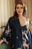 Navy Deux pièces Print Bridal Party Robes