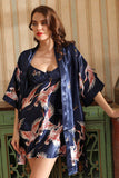 Navy Deux pièces Print Bridal Party Robes