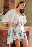 Navy Deux pièces Print Bridal Party Robes