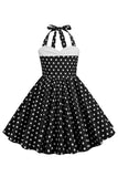 Robe rouge à pois pour filles des années 50
