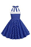 Robe rouge à pois pour filles des années 50