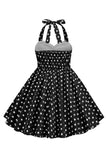 Robe rouge à pois pour filles des années 50