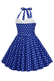 Robe rouge à pois pour filles des années 50