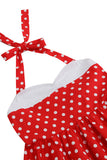 Robe rouge à pois pour filles des années 50