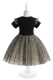 Robe de fille en tulle noir avec des étoiles