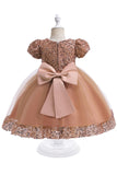 Tulle violet Paillettes Robe fille avec nœud
