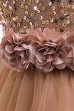 Tulle violet Paillettes Robe fille avec nœud