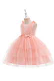 Robe de soirée de fille en tulle bleu avec nœuds