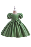 Robe de fille en satin bordeaux avec nœud