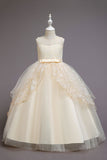 Fleur de tulle bleu Une ligne Robe longue pour filles