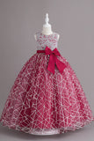 Bourgogne Glitter Robe Manche Longue Fille Sans Manches