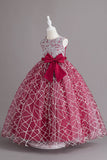 Bourgogne Glitter Robe Manche Longue Fille Sans Manches