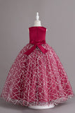 Bourgogne Glitter Robe Manche Longue Fille Sans Manches