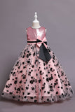 Robe longue de fille à paillettes de tulle rose