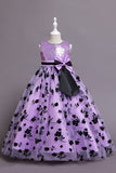 Robe longue de fille à paillettes de tulle rose