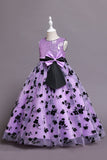 Robe longue de fille à paillettes de tulle rose