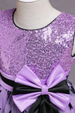 Robe longue de fille à paillettes de tulle rose