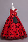 Robe longue de fille à paillettes de tulle rose
