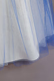 Robe de fille bleue sans manches avec perle