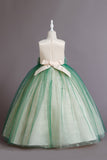 Robe de fille bleue sans manches avec perle