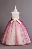 Robe de fille bleue sans manches avec perle