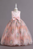 Robe de fille fleur de satin bleu avec perles