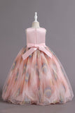 Robe de fille fleur de satin bleu avec perles