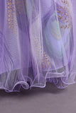 Robe de fille fleur de satin bleu avec perles