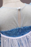 Une ligne Blue Puff Manches Paillettes Robes Filles