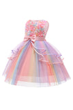 Tulle Robes sans manches violettes pour filles avec nœud papillon