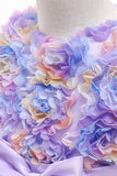 Tulle Robes sans manches violettes pour filles avec nœud papillon