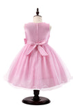 Glitter Boat Neck Fuchsia Filles Robes avec arc