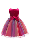 Robe de fille bleue scintillante à col bateau